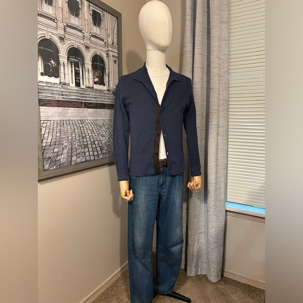Canali Suede Elbow Patch Button-Up Cardigan